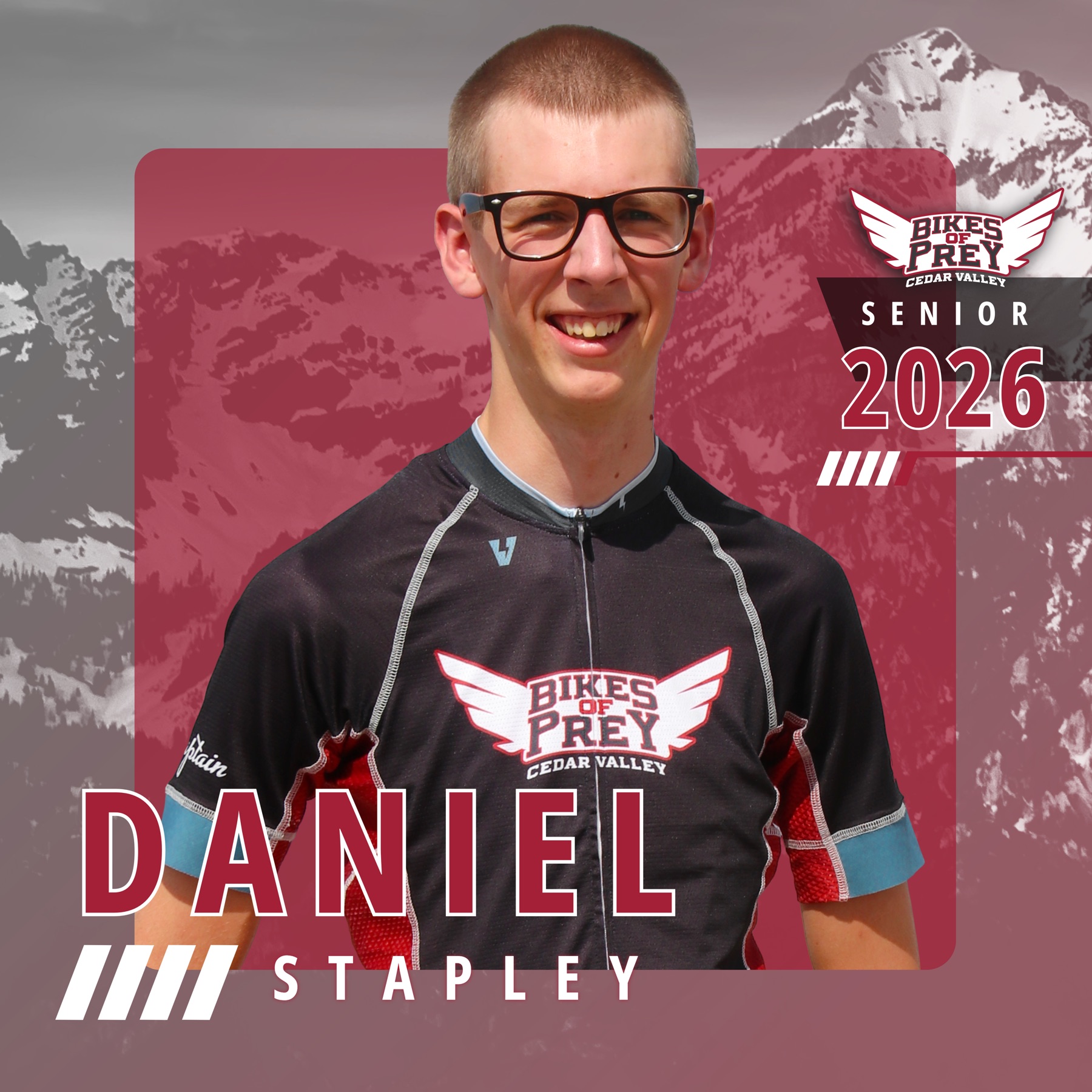 Cedar Valley MTB team captain portrait, 2026